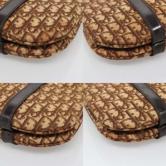 DIOR Trotter Canvas Hand Bag Brown Gold - Picture 10 of 12
